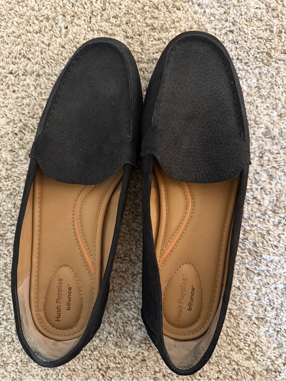 Hush Puppies Black Suede Leather Loafers Womens 9 M